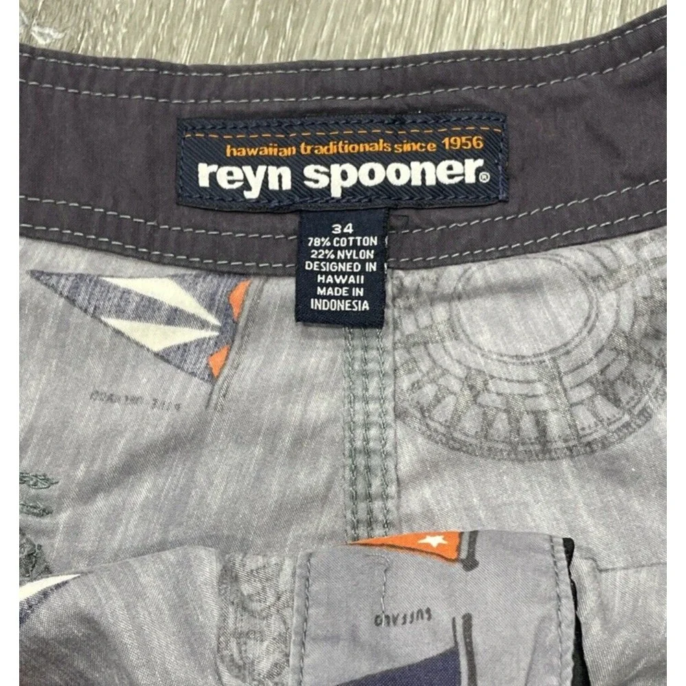Reyn Spooner Swim Trunks Flags Print Board Shorts Bathing Suit‎ Pool Surf Men 34